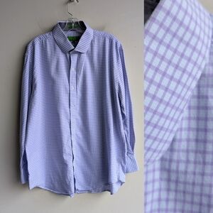 Bristol & Bull 100% Cotton Checkered Plaid Shirt - Purple And White